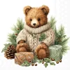 Ambiente servet Cuddle Bear wit / bruin 33 x 33 cm 20 stuks