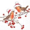 Ambiente servet Xmas Robins wit / bruin / rood 33 x 33 cm 20 stuks