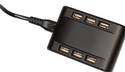 Anna's Collection oplaadstation USB met 6 ingangen zwart 15 x 16 x 4 cm