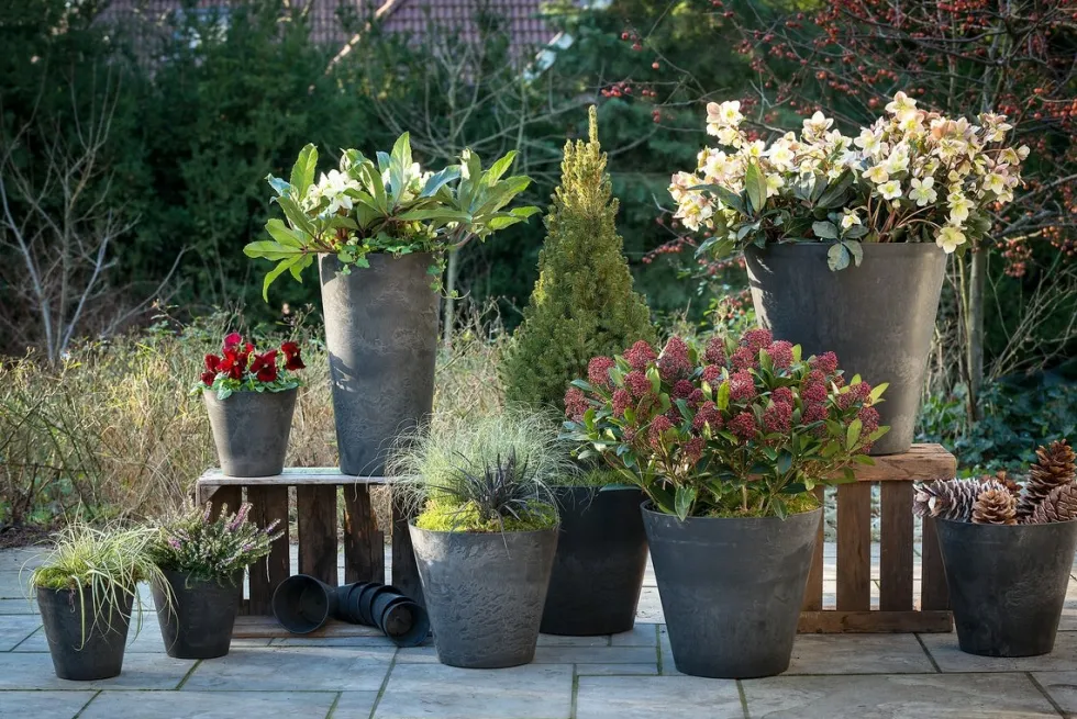 Artstone bloempot Claire D27 H24 cm zwart