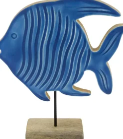 Beeld met voet vis blauw 21 x 6 x 25 cm