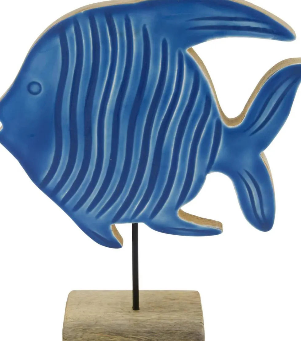 Beeld met voet vis blauw 21 x 6 x 25 cm