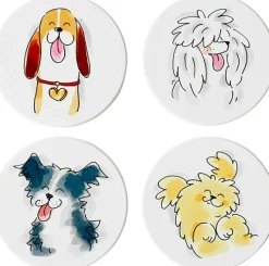 Blond Amsterdam onderzetter Animals hond wit 10,6 x 10,5 x 3 cm 4 stuks