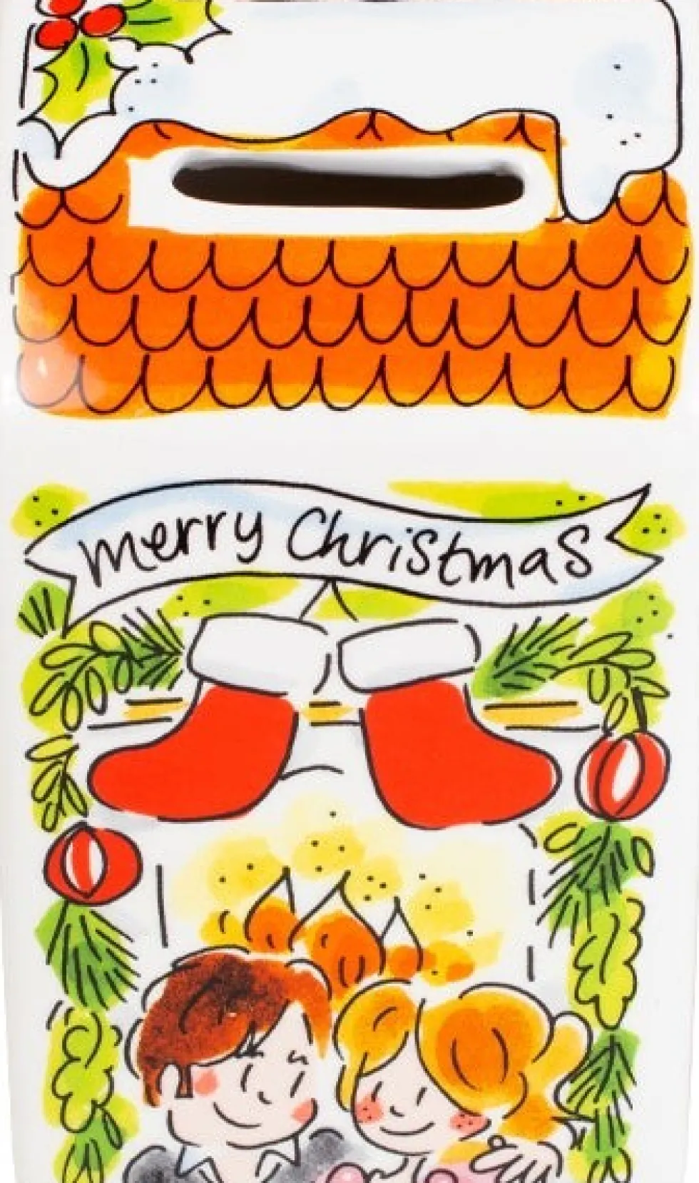 Blond Amsterdam spaarpot Christmas 8,3 x 8,3 x 14 cm