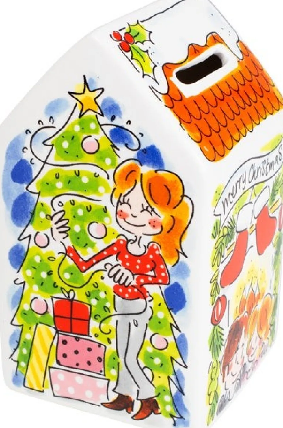Blond Amsterdam spaarpot Christmas 8,3 x 8,3 x 14 cm