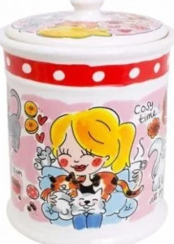 Blond Amsterdam voorraadpot Animals kat D 16 H 22,5 cm