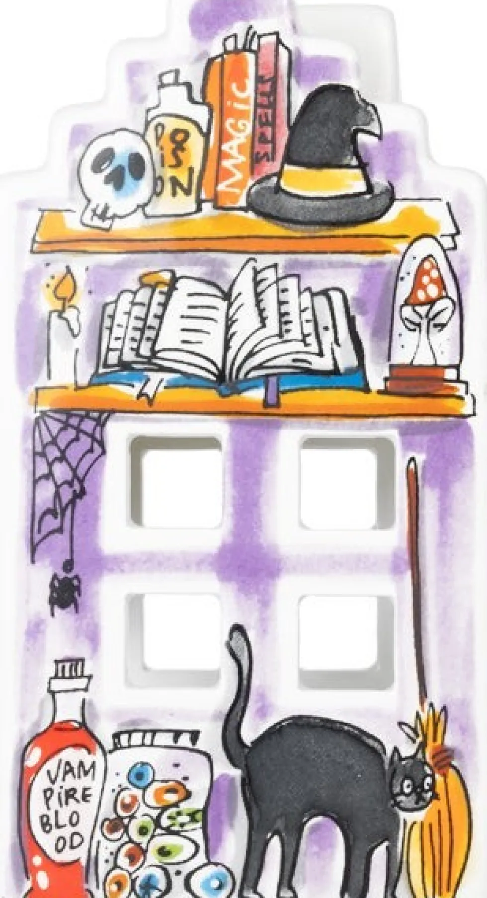Blond Amsterdam waxinelichthouder Halloween paars 8 x 8 x 15 cm