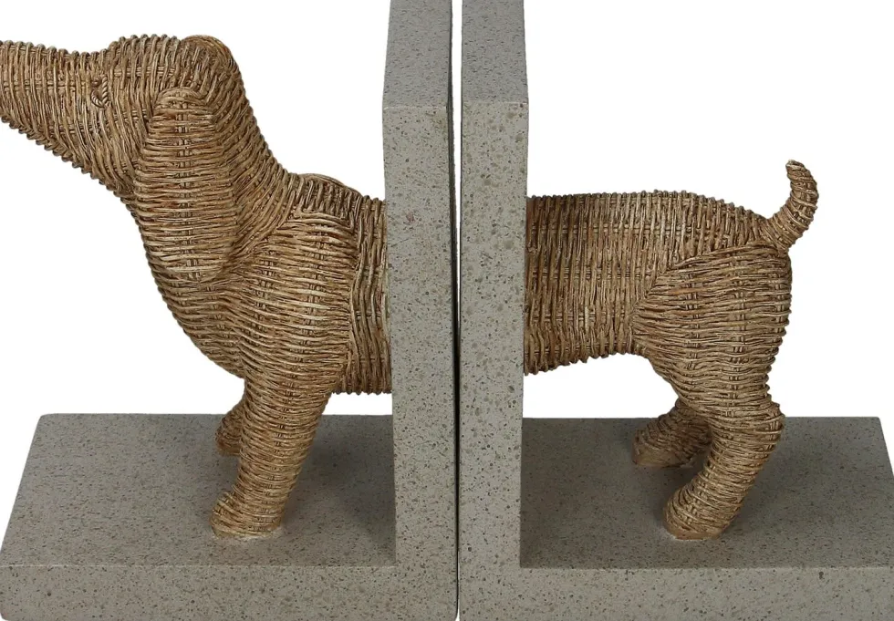 Boekensteun Dibbe teckel naturel 25,5 x 8,8 x 15,5 cm