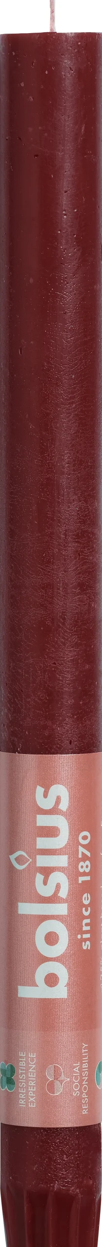 Bolsius dinerkaars Rustiek donker rood D 2,3 H 27 cm