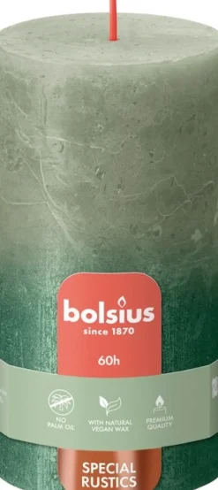 Bolsius dinerkaars Sunset groen 60 uur D 6,8 H 13 cm