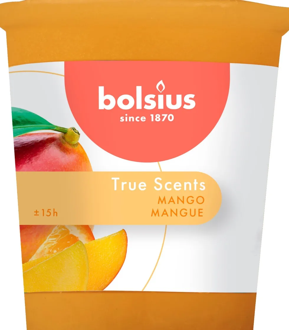 Bolsius geurkaars True Scents Mango geel 15 uur D 4,5 H 5,3 cm