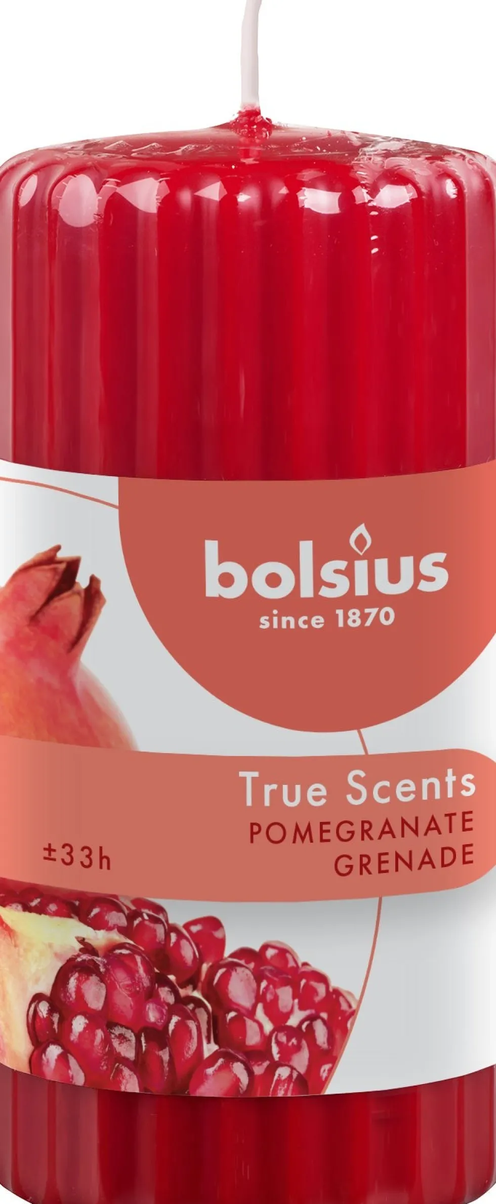 Bolsius geurkaars True Scents Pomegranate rood 33 uur D 5,8 H 12 cm