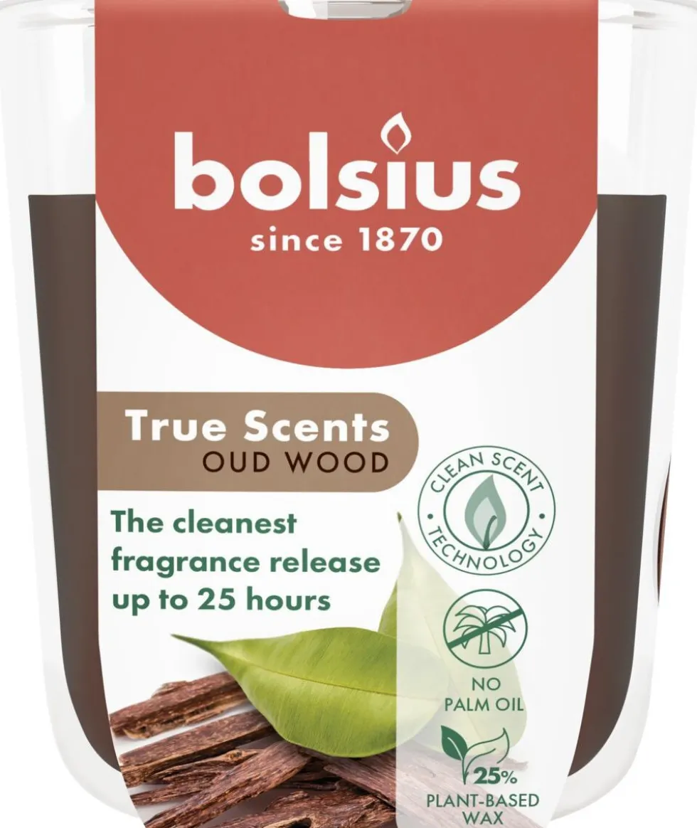 Bolsius geurkaars True Scents Oud Wood bruin 25 uur D 7,3 H 8,1 cm
