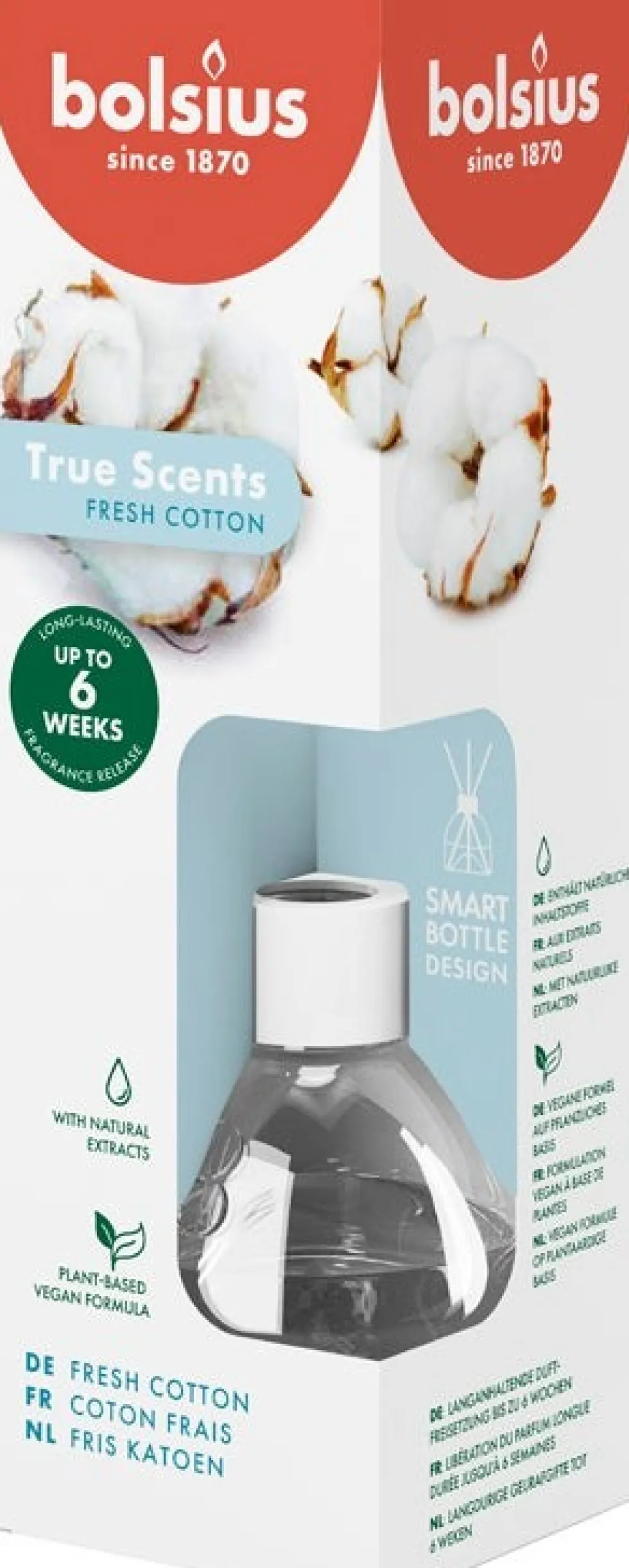 Bolsius geurstokjes True Scents Fresh Cotton 60 ml