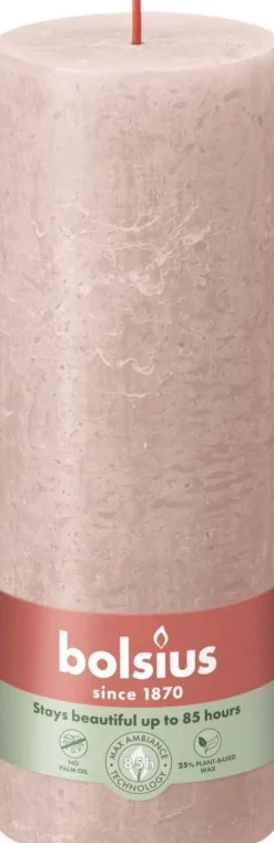 Bolsius stompkaars Rustiek Shine roze 85 uur D 6,8 H 19 cm