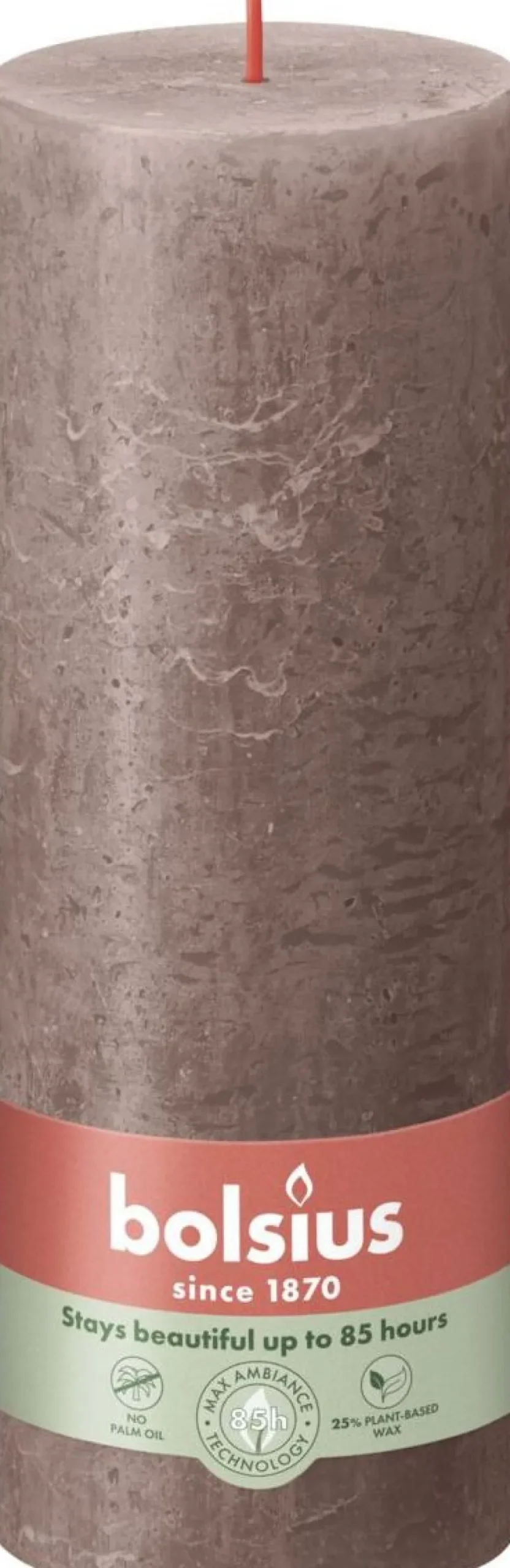 Bolsius stompkaars Rustiek Shine taupe 85 uur D 6,8 H 19 cm