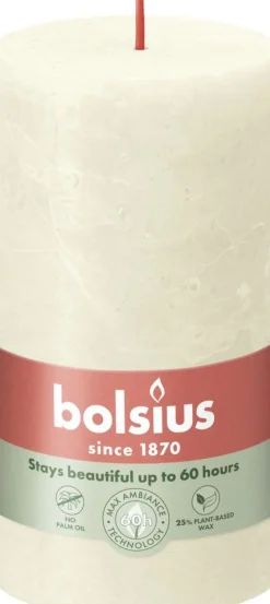 Bolsius stompkaars Rustiek Shine crème 60 uur D 6,8 H 13 cm
