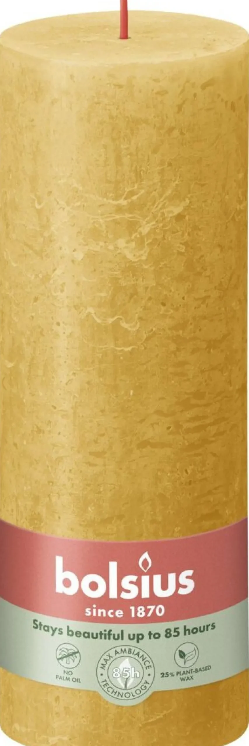 Bolsius stompkaars Rustiek Shine geel 85 uur D 6,8 H 19 cm