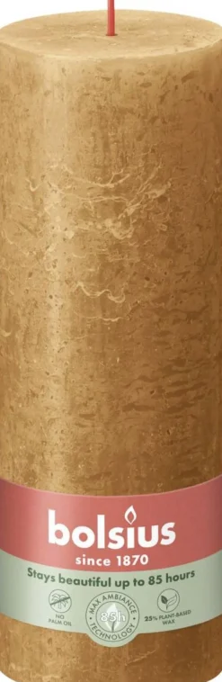Bolsius stompkaars Rustiek Shine bruin 85 uur D 6,8 H 19 cm