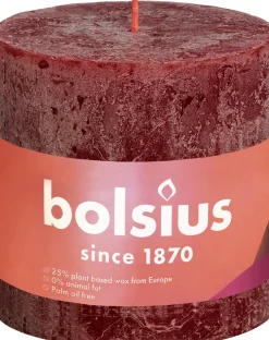 Bolsius stompkaars Rustiek Shine bordeaux 62 uur D 10 H 10 cm