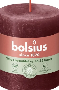 Bolsius stompkaars Rustiek Shine bordeaux 35 uur D 6,8 H 8 cm