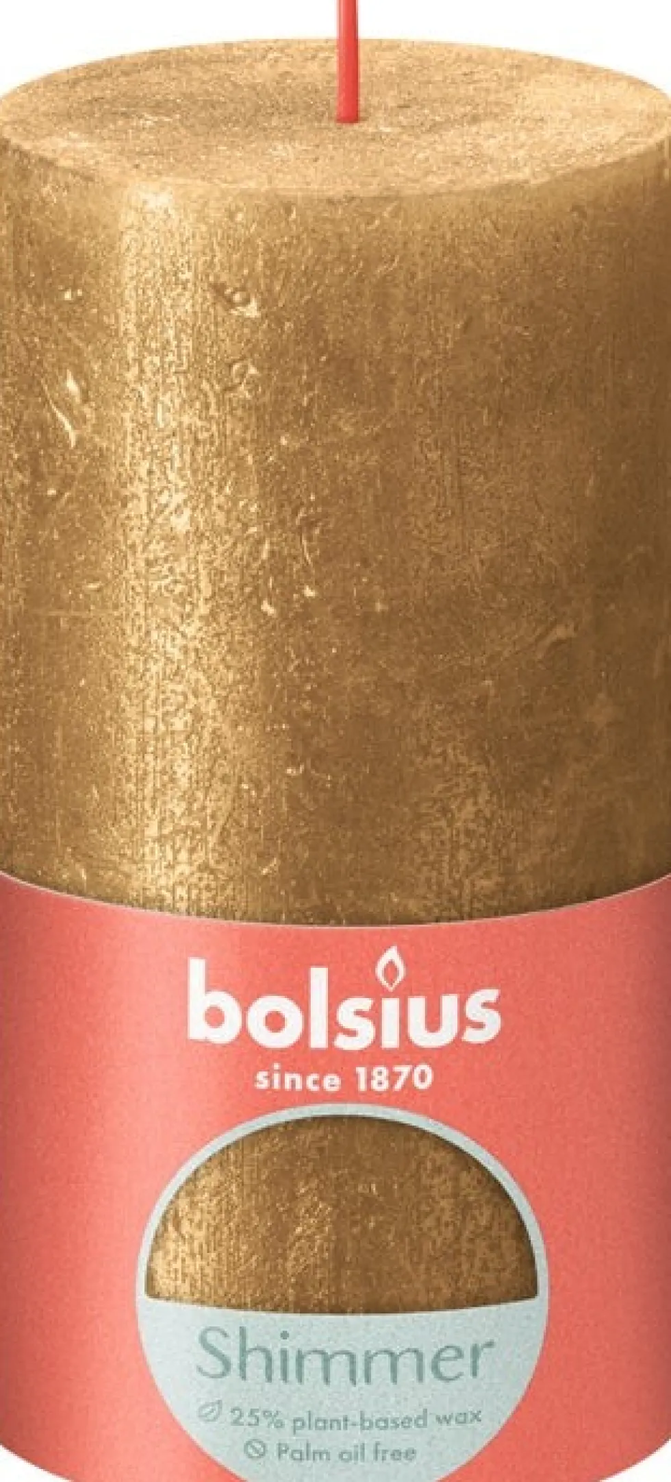 Bolsius stompkaars Rustiek Shimmer goud 60 uur D 6,8 H 13 cm