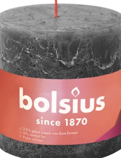Bolsius stompkaars Rustiek Shine antraciet 62 uur D 10 H 10 cm