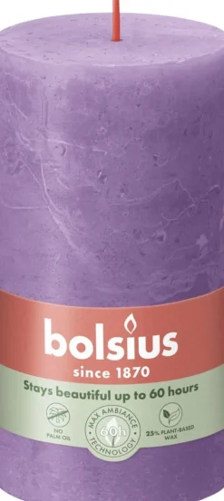 Bolsius stompkaars Rustiek Shine paars 60 uur D 6,8 H 13 cm