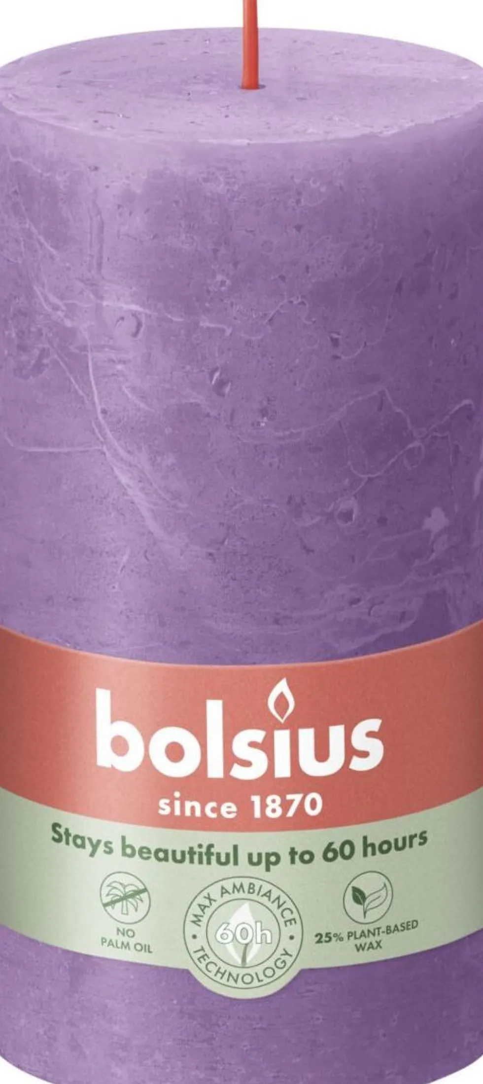 Bolsius stompkaars Rustiek Shine paars 60 uur D 6,8 H 13 cm