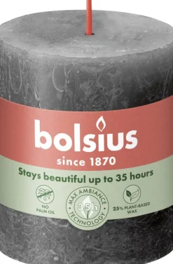 Bolsius stompkaars Rustiek Shine antraciet 35 uur D 6,8 H 8 cm