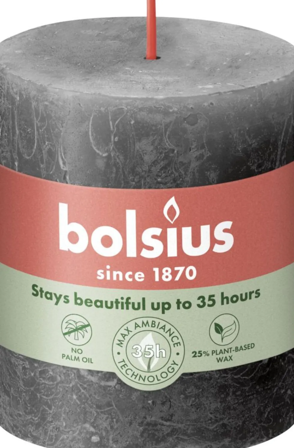 Bolsius stompkaars Rustiek Shine antraciet 35 uur D 6,8 H 8 cm