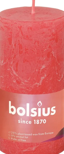 Bolsius stompkaars Rustiek Shine roze 30 uur D 5 H 10 cm
