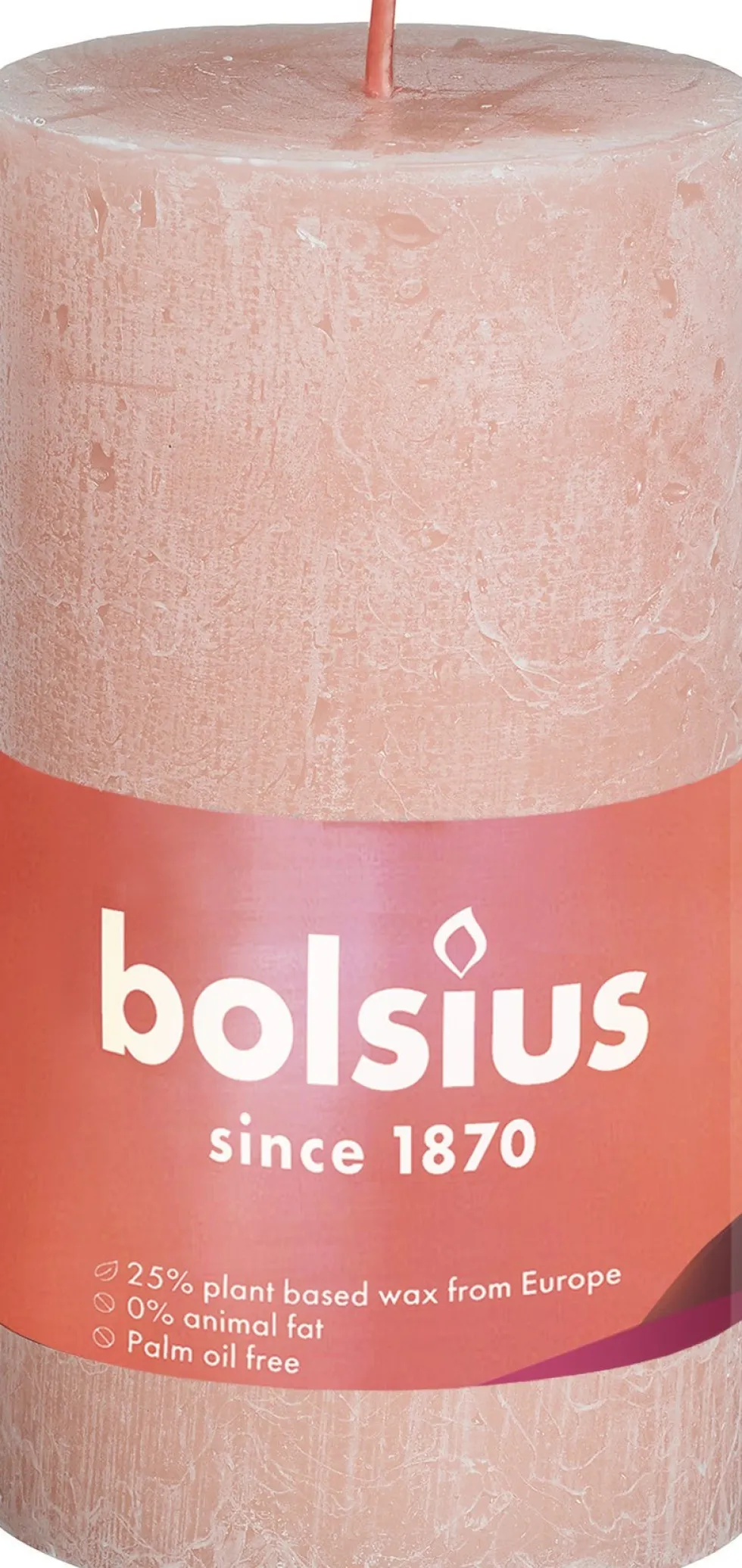 Bolsius stompkaars Rustiek Shine roze 30 uur D 5 H 10 cm