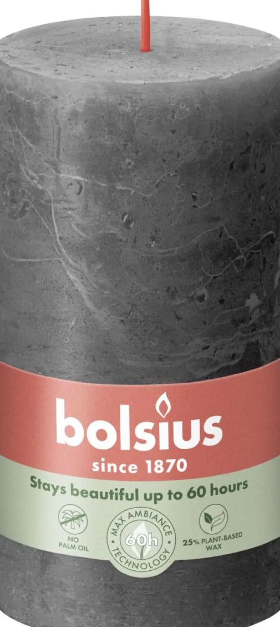 Bolsius stompkaars Rustiek Shine antraciet 60 uur D 6,8 H 13 cm