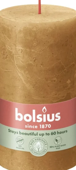 Bolsius stompkaars Rustiek Shine bruin 60 uur D 6,8 H 13 cm