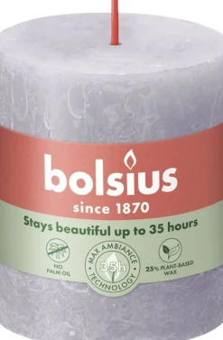 Bolsius stompkaars Rustiek Shine paars 35 uur D 6,8 H 8 cm