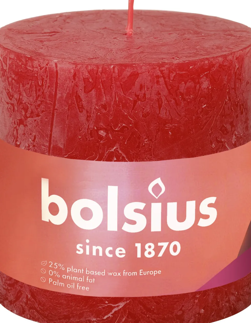 Bolsius stompkaars Rustiek Shine rood 62 uur D 10 H 10 cm