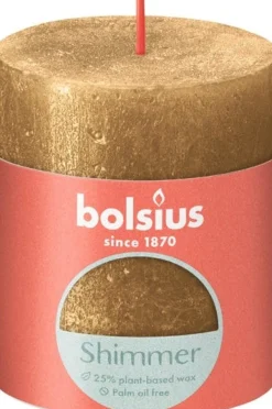 Bolsius stompkaars Rustiek Shimmer goud 35 uur D 6,8 H 8 cm