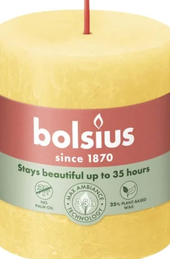 Bolsius stompkaars Rustiek Shine geel 35 uur D 6,8 H 8 cm