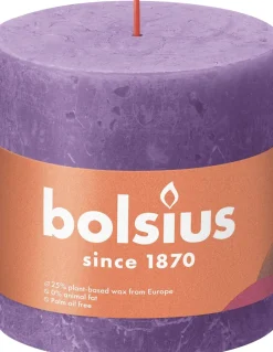 Bolsius stompkaars Rustiek Shine paars 62 uur D 10 H 10 cm