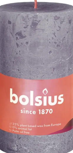 Bolsius stompkaars Rustiek Shine paars 30 uur D 5 H 10 cm