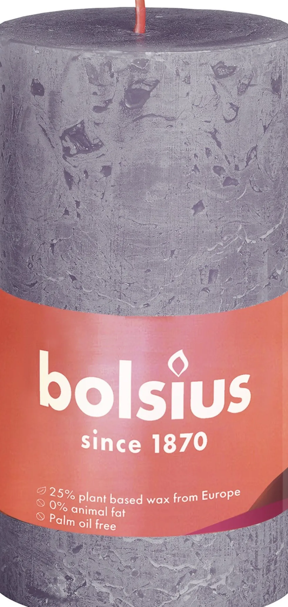 Bolsius stompkaars Rustiek Shine paars 30 uur D 5 H 10 cm