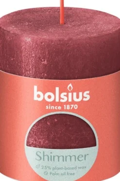 Bolsius stompkaars Rustiek Shimmer rood 35 uur D 6,8 H 8 cm