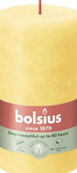 Bolsius stompkaars Rustiek Shine geel 60 uur D 6,8 H 13 cm