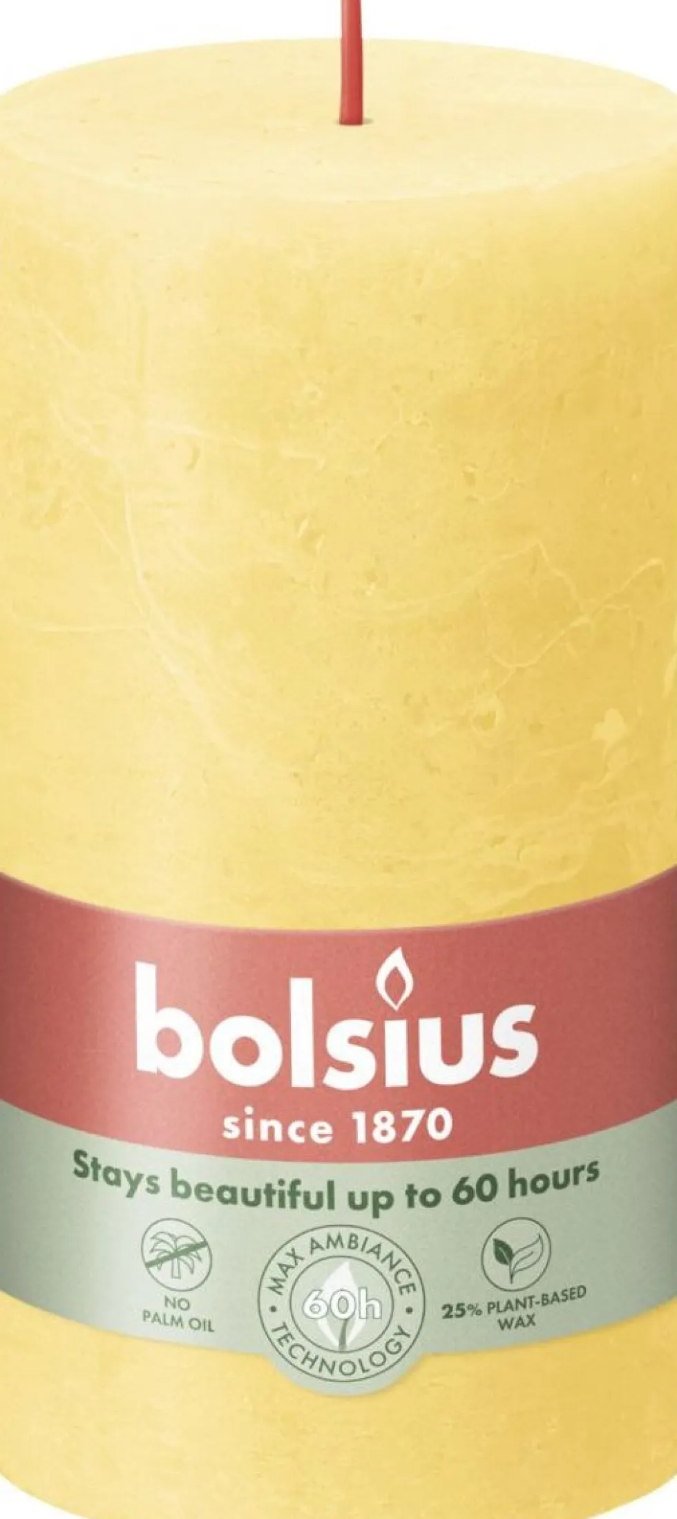 Bolsius stompkaars Rustiek Shine geel 60 uur D 6,8 H 13 cm