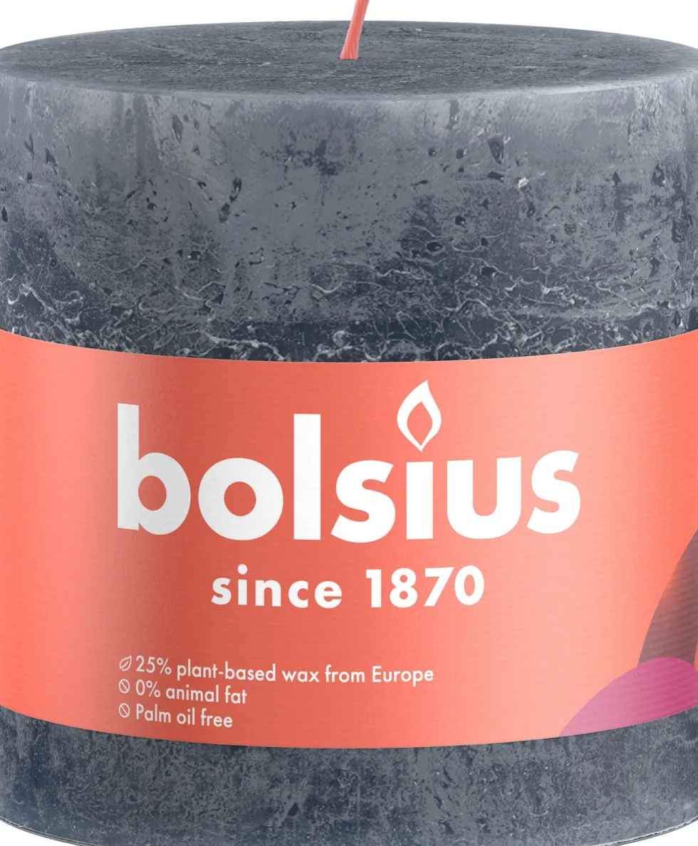 Bolsius stompkaars Shine blauw / grijs 60 uur D 10 x H 10 cm