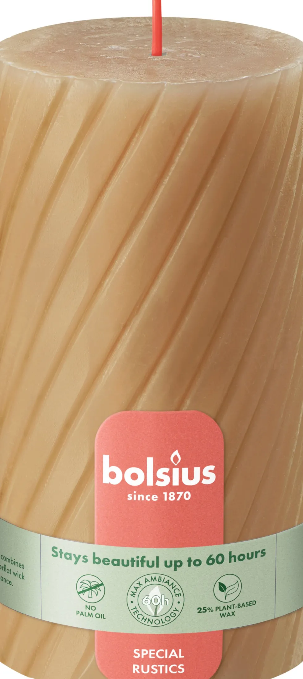 Bolsius stompkaars Twist beige 60 uur D 13,6 H 6,8 cm