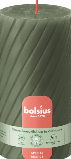 Bolsius stompkaars Twist groen 60 uur D 13 H 6,8 cm