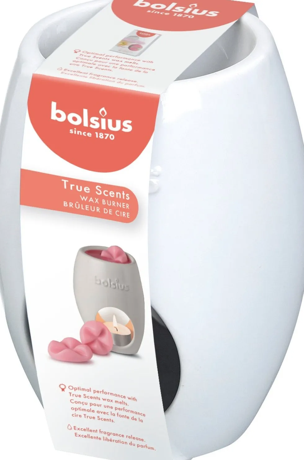 Bolsius wax geurbrander True Scents wit 9,4 x 9,4 x 12,3 cm