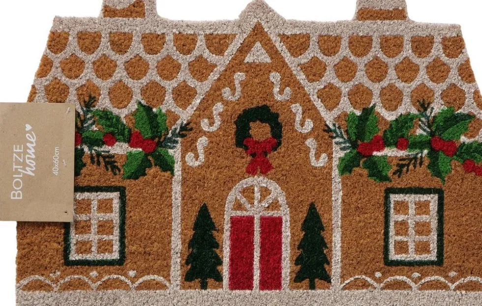Boltze kokosmat Julehus huis bruin 60 x 40 x 1,2 cm